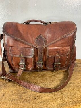 Vintage 70s goat skin unisex laptop computer bag